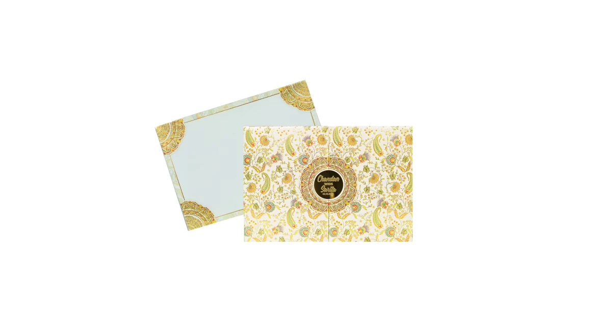 Multicolour Floral invitation card with Name glass sticker-BI-422 - Image 2