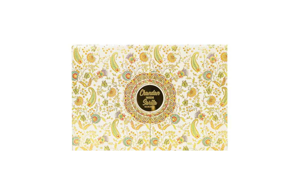 Multicolour Floral invitation card with Name glass sticker-BI-422 - Image 3