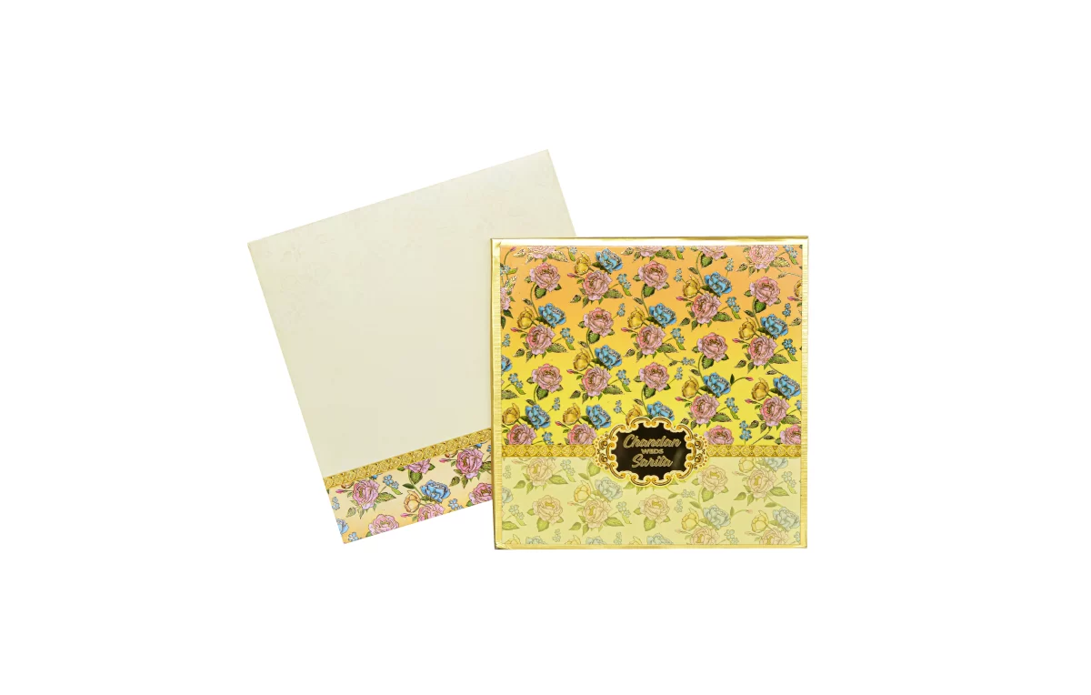 Multicolour Floral invitation card with Name glass sticker-BI-425 - Image 2