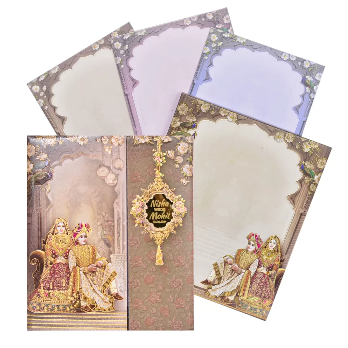 Bride & groom Wedding card with name glass sticker-BI-426
