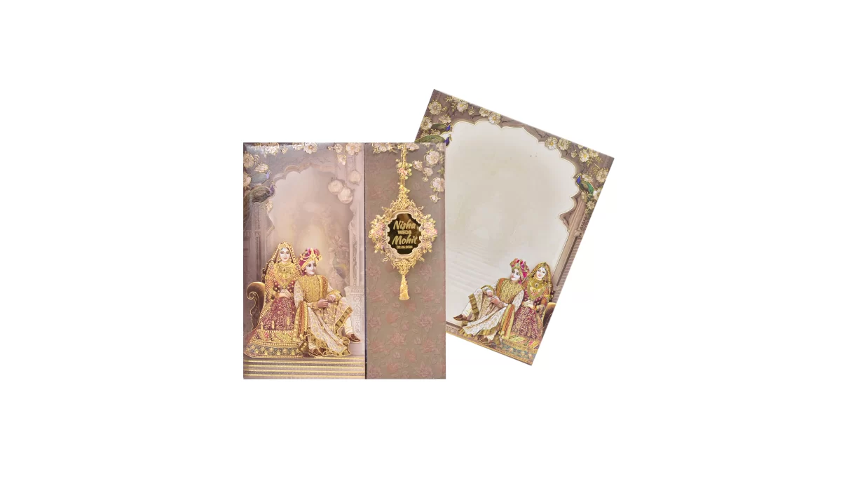 Bride & groom Wedding card with name glass sticker-BI-426 - Image 2
