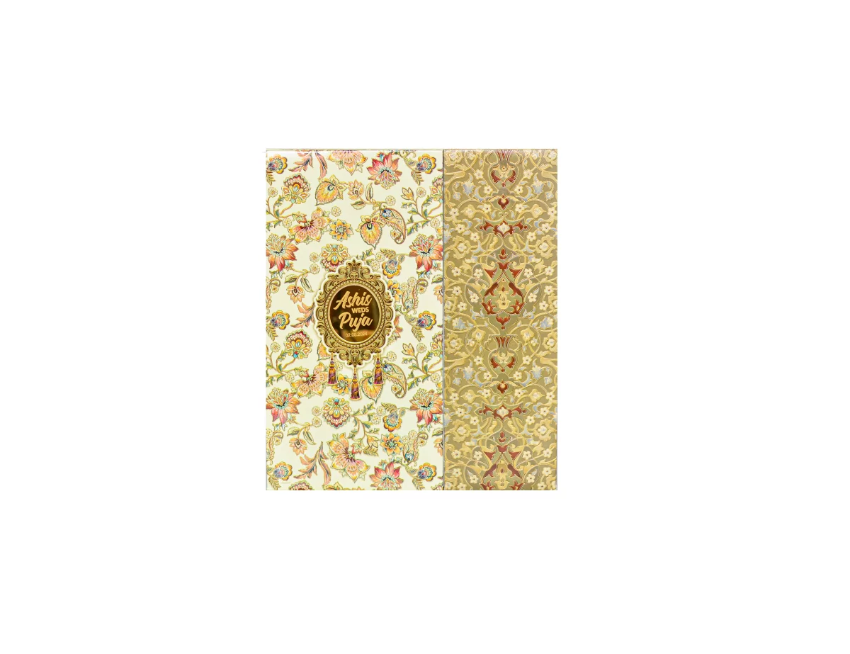 Multicolour Floral wedding card with name glass sticker-BI-427 - Image 3