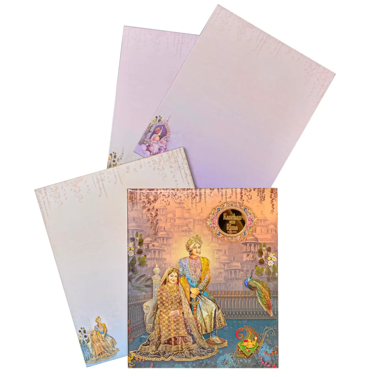 Bride & groom Wedding card with name glass sticker-BI-428