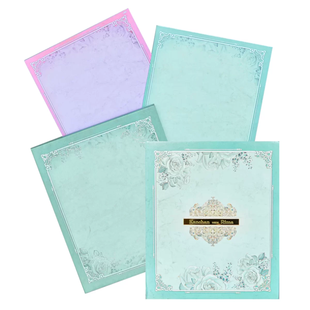 Blue invitation card with name glass sticker-BI-431