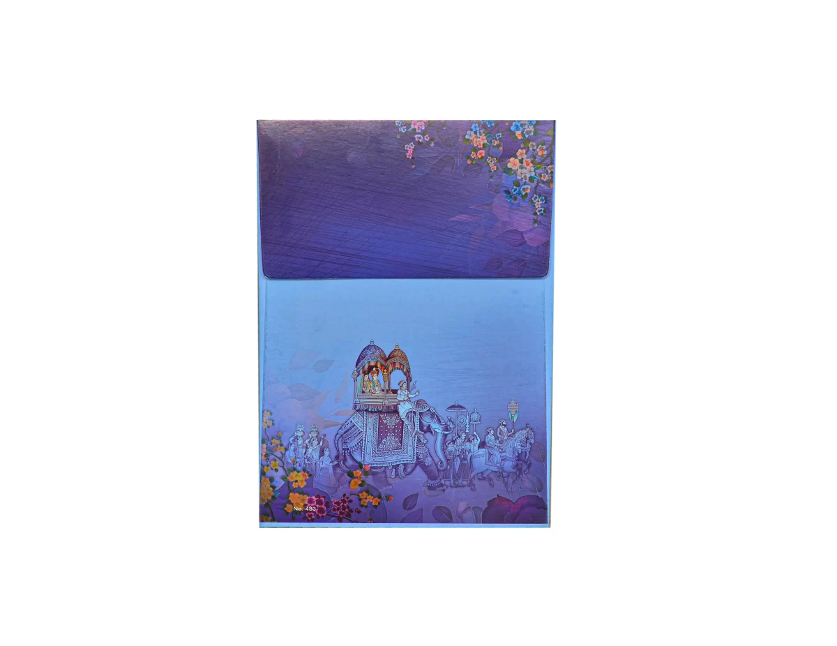 Blue Colour Ganesh wedding cards with name glass sticker-BI-433 - Image 5