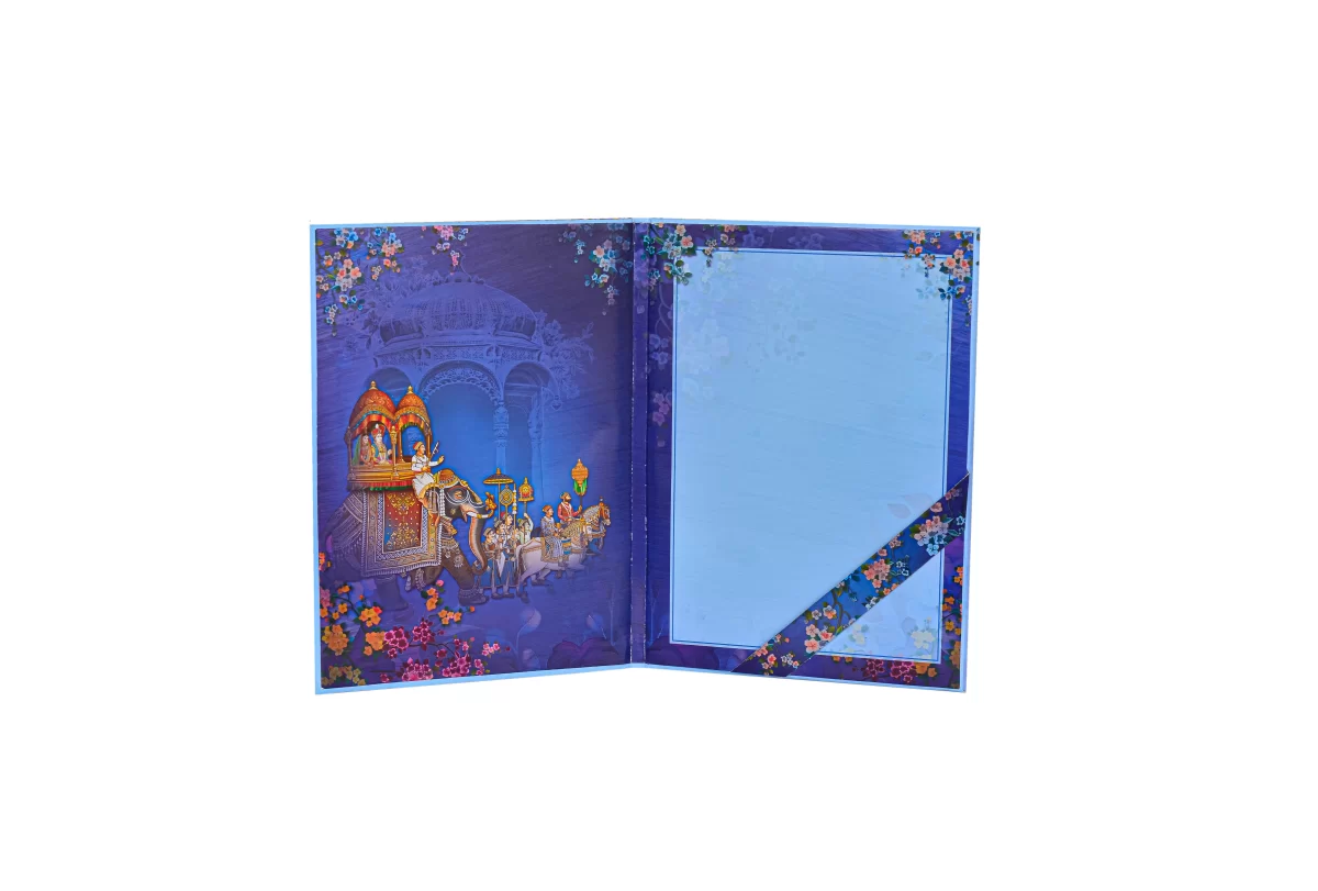 Blue Colour Ganesh wedding cards with name glass sticker-BI-433 - Image 6