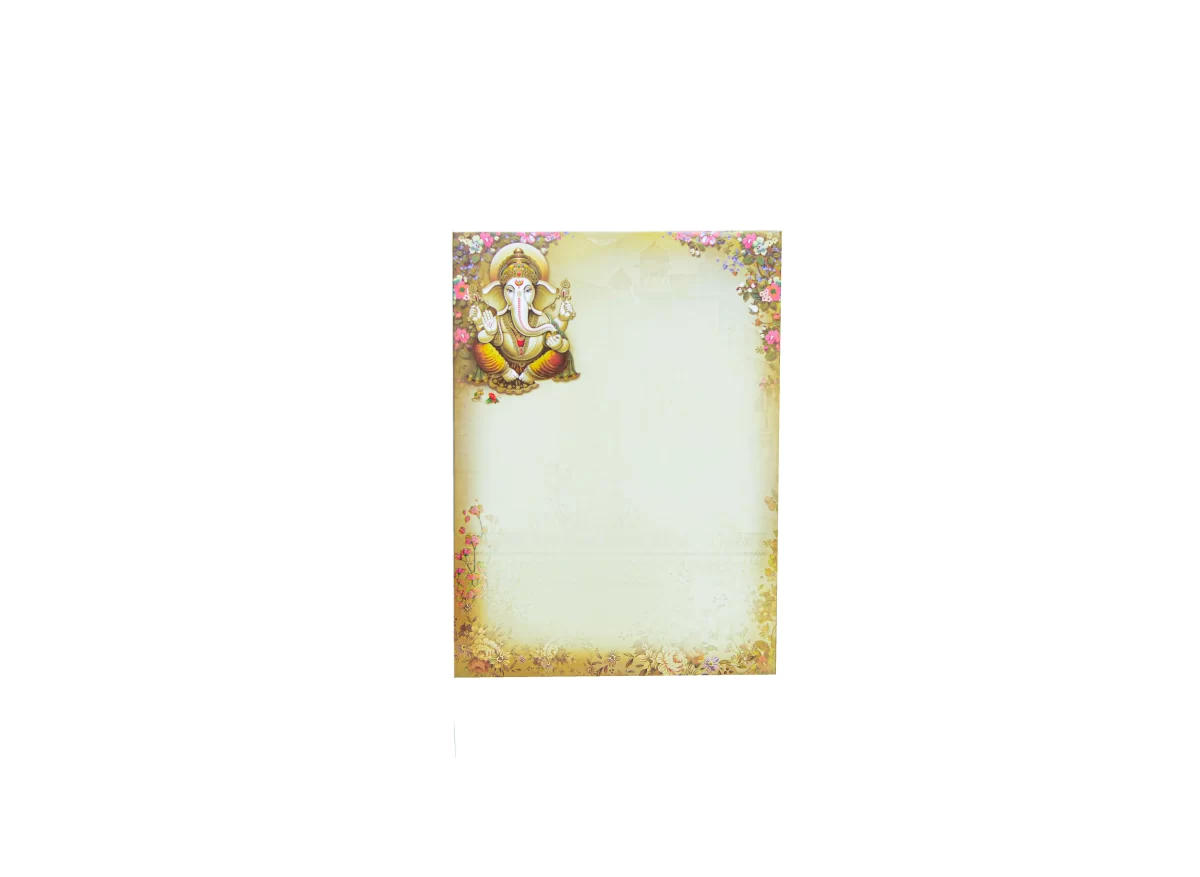 Yellow colour Ganesh wedding cards with name glass sticker-BI-434 - Image 4