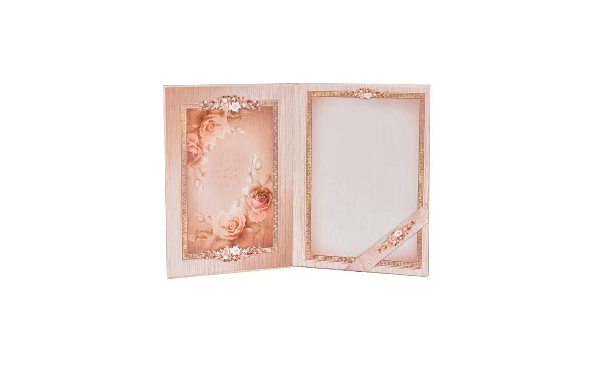 Peach colour Floral wedding cards with name glass sticker-BI-435 - Image 7