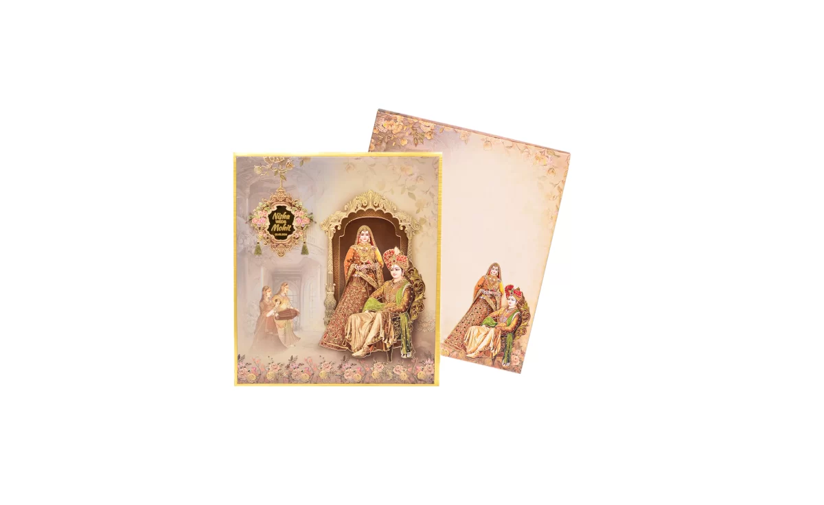 Peach Colour bride & groom wedding cards with name glass sticker-BI-436 - Image 2