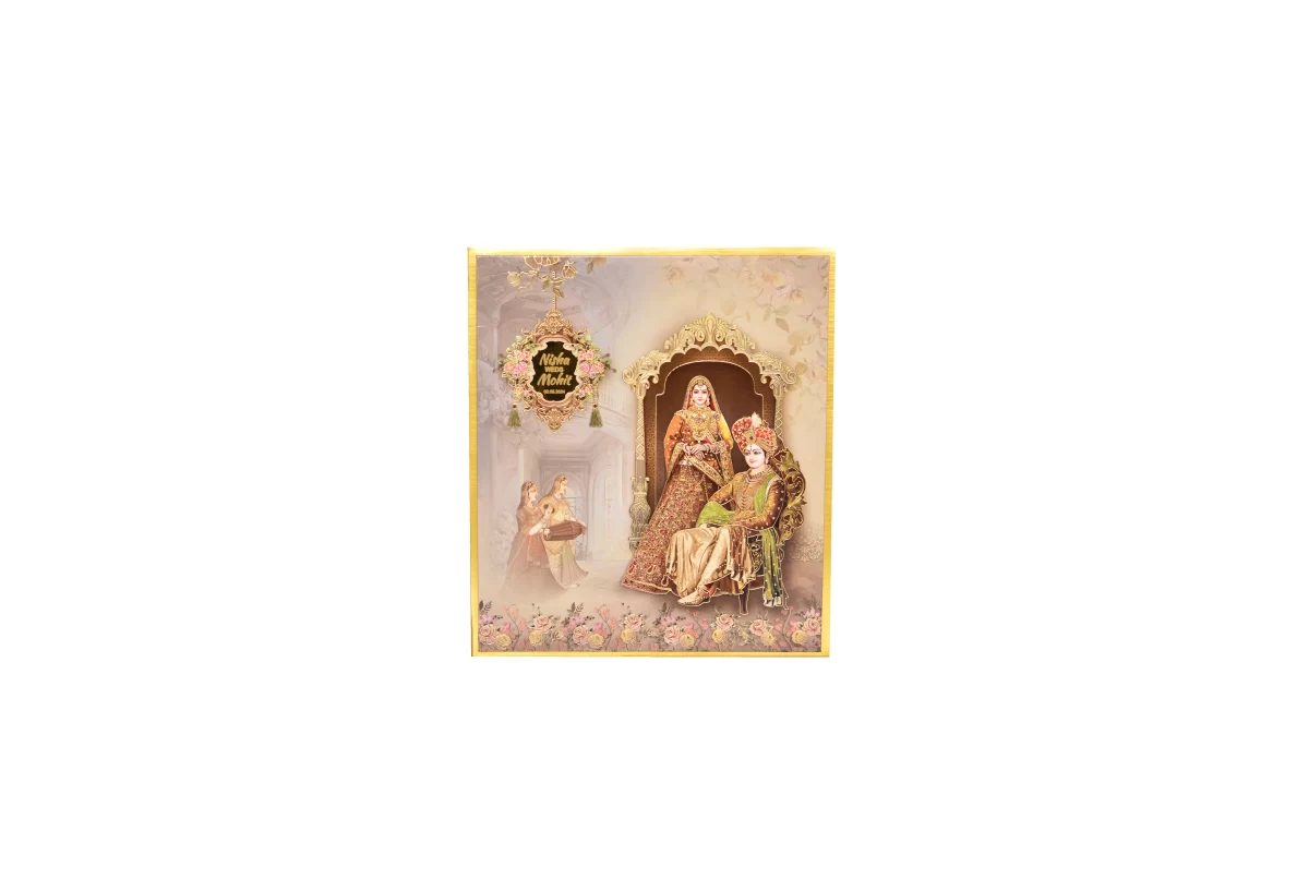 Peach Colour bride & groom wedding cards with name glass sticker-BI-436 - Image 3
