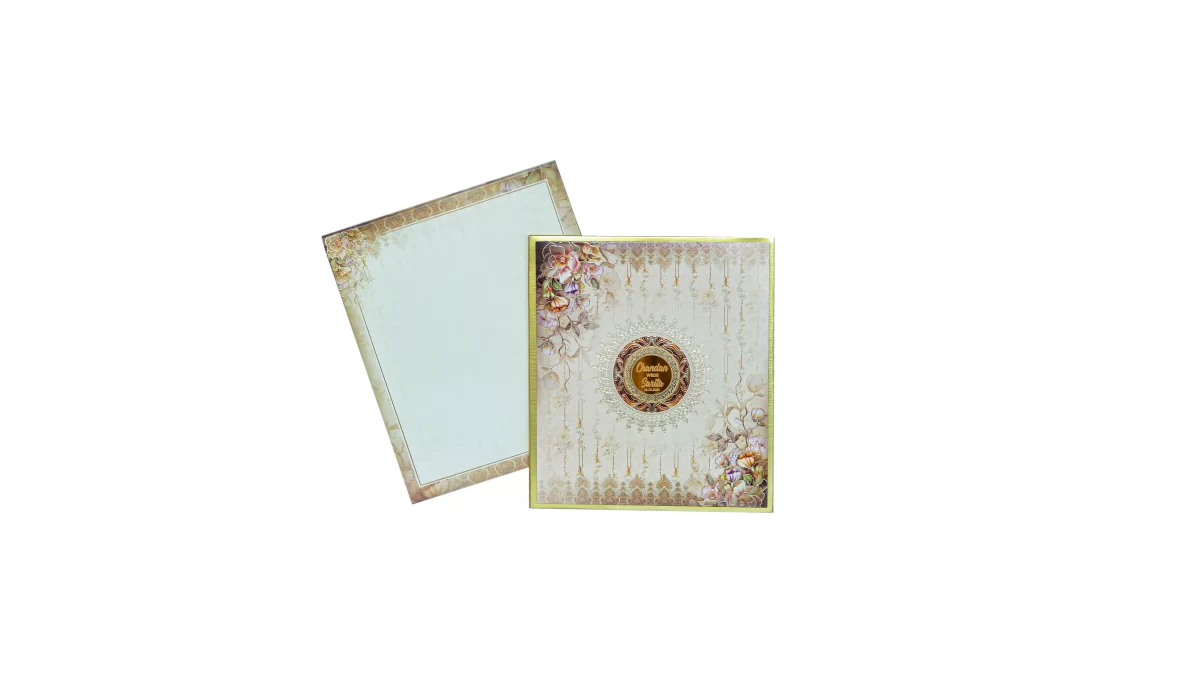 Floral wedding card with Name sticker-BI-437 - Image 2