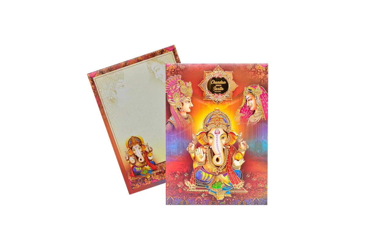 Ganesh and bride & groom with name glass sticker-BI-440 - Image 2