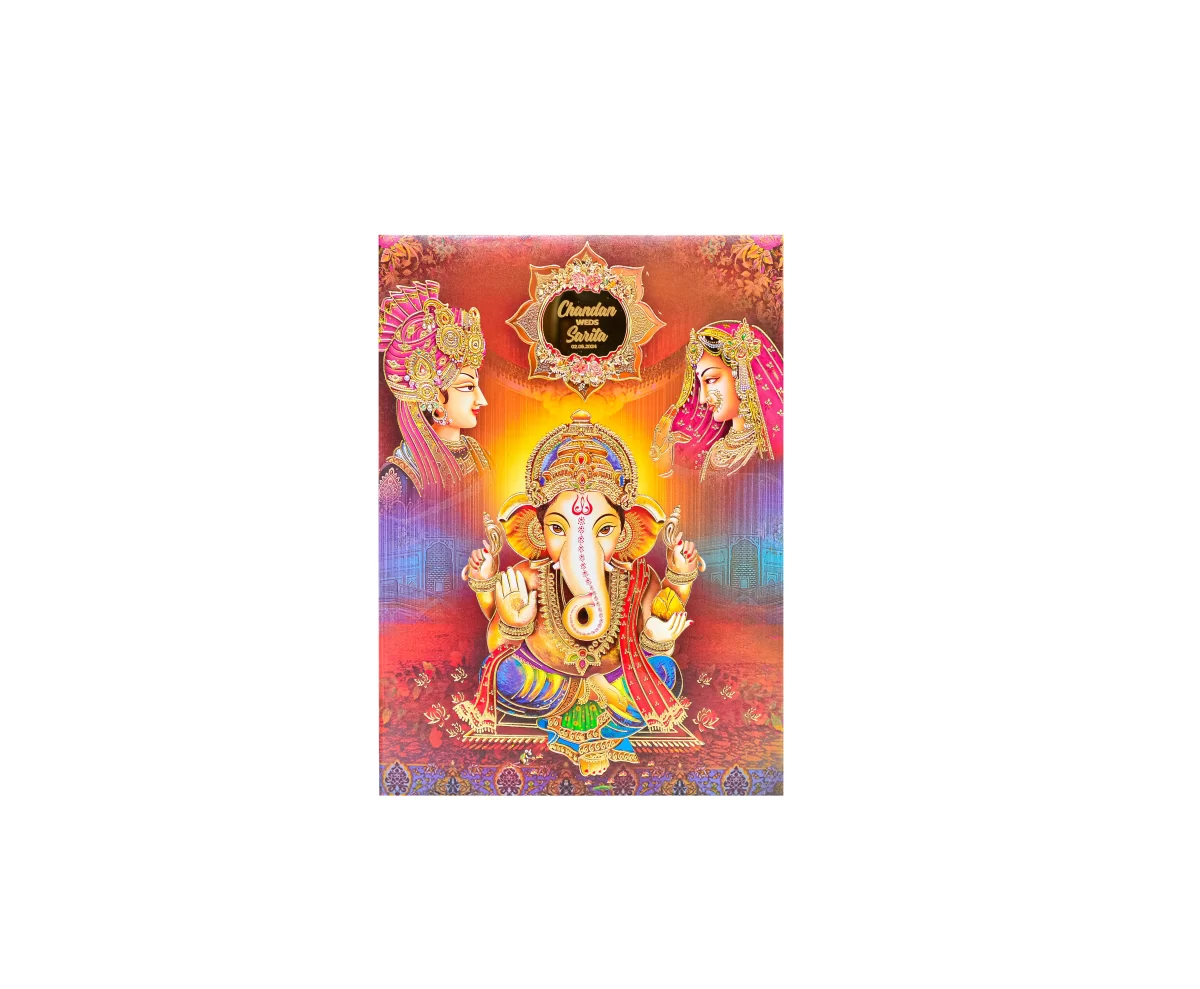 Ganesh and bride & groom with name glass sticker-BI-440 - Image 3