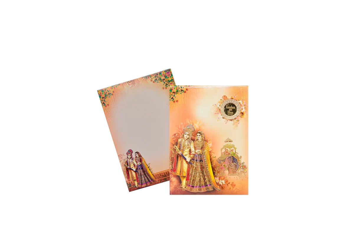 Peach colour Invitation card with name glass sticker-BI-442 - Image 2