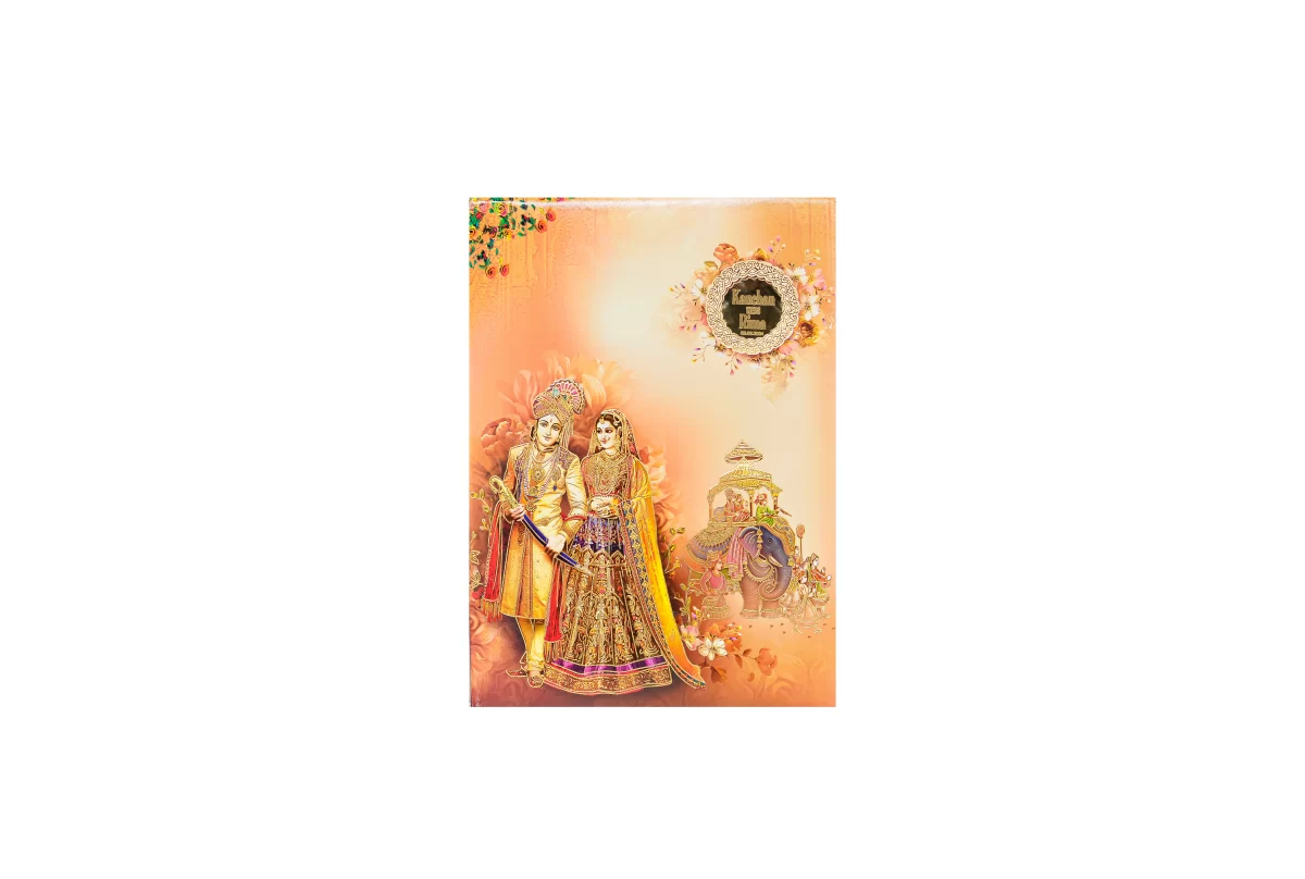 Peach colour Invitation card with name glass sticker-BI-442 - Image 3
