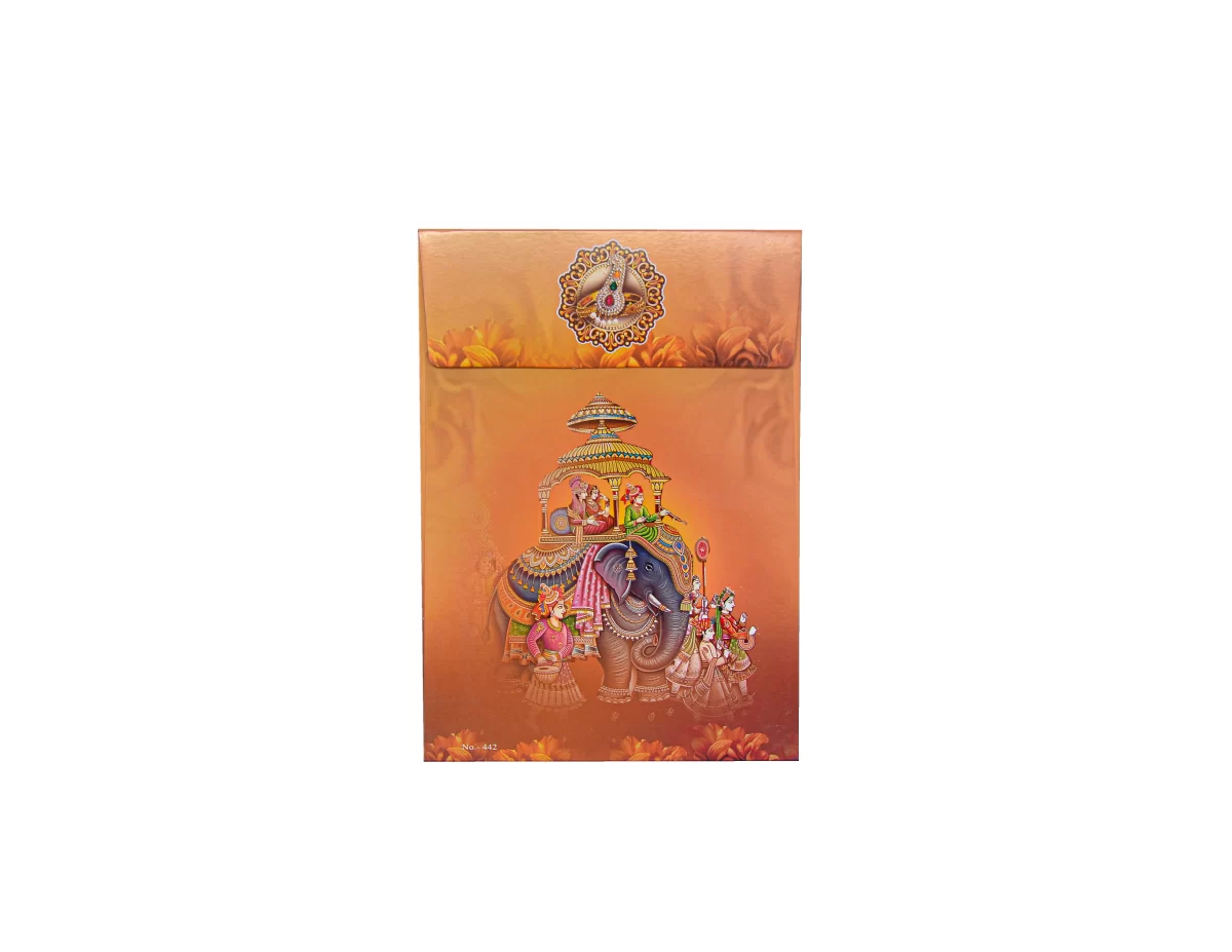 Peach colour Invitation card with name glass sticker-BI-442 - Image 5
