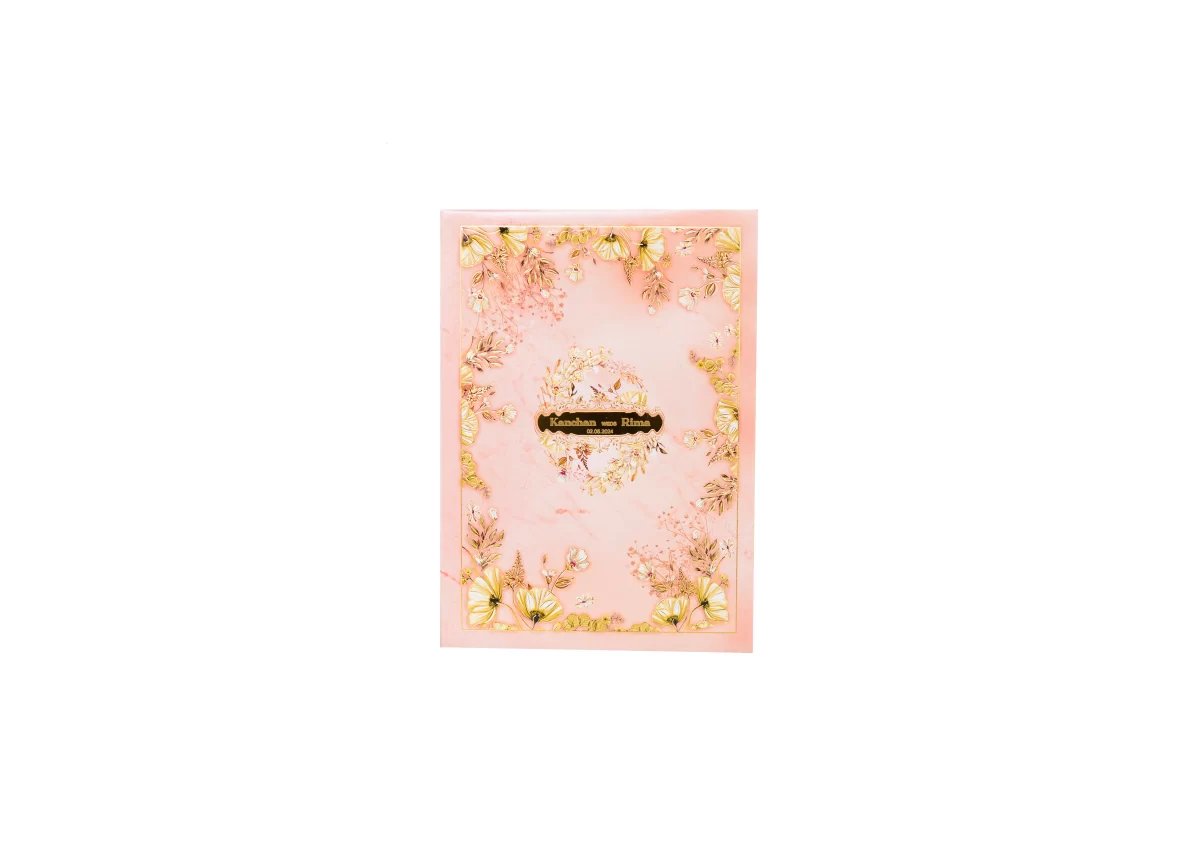 Peach Colour floral Invitation card with name glass sticker-BI-443 - Image 3
