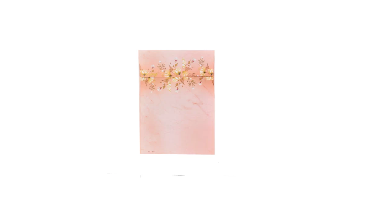 Peach Colour floral Invitation card with name glass sticker-BI-443 - Image 5