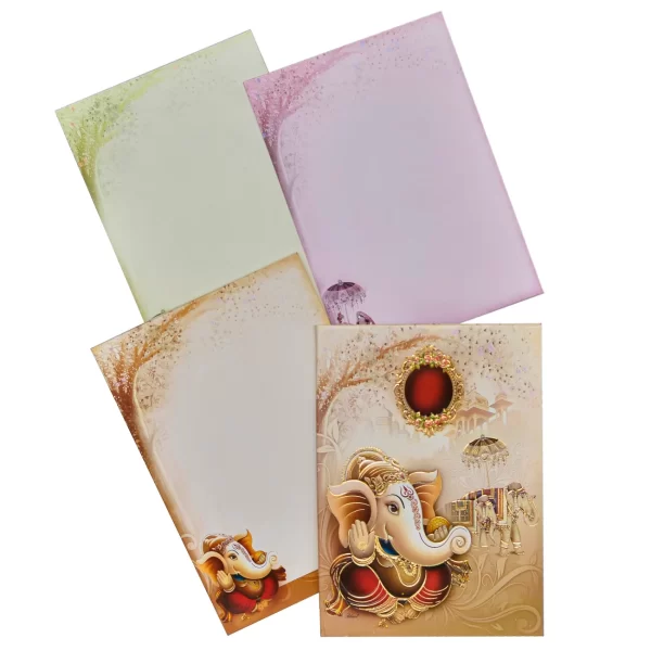 Ganesh wedding card with glass sticker-BI-445