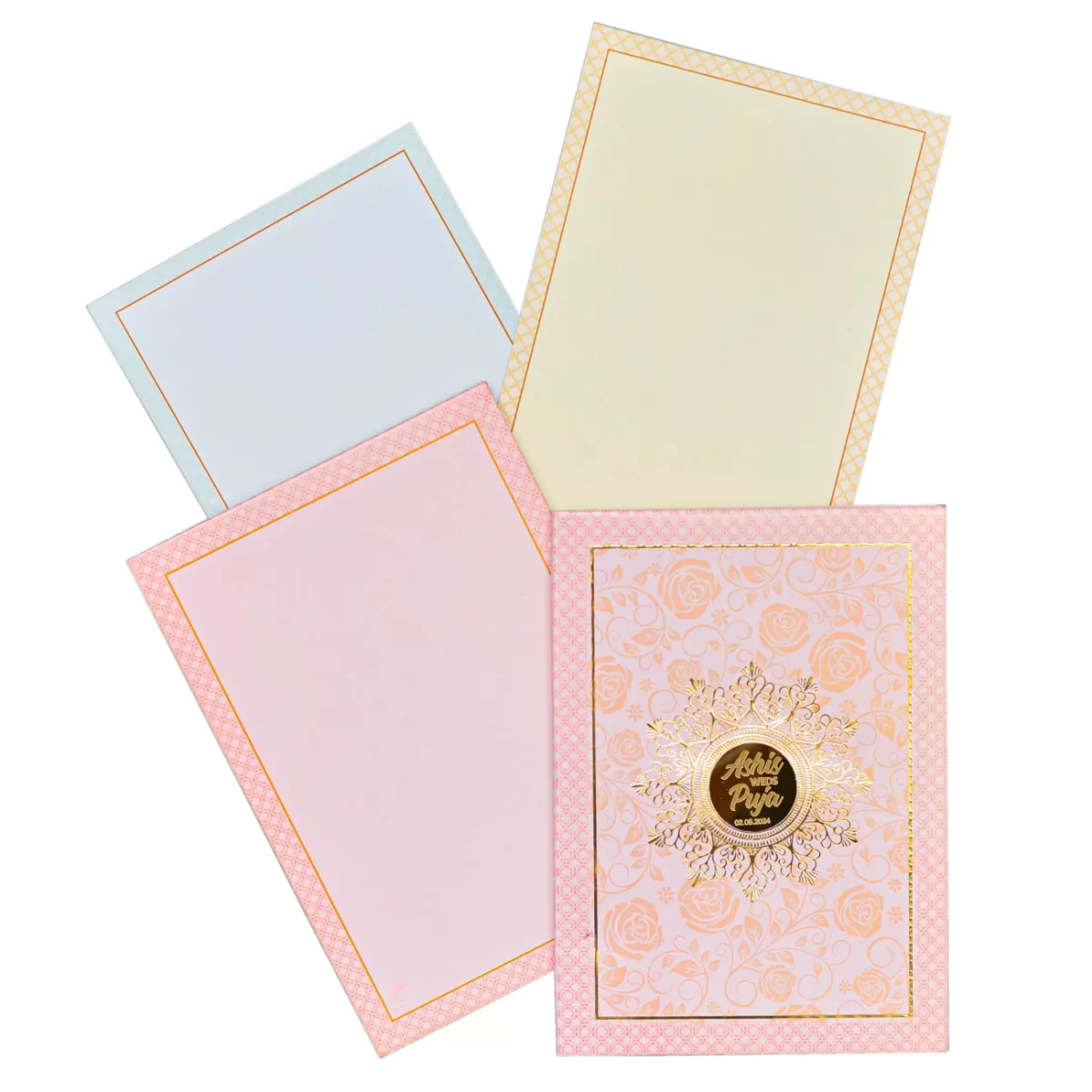 Floral Invitation card with Golden foil and glass sticker BI-446