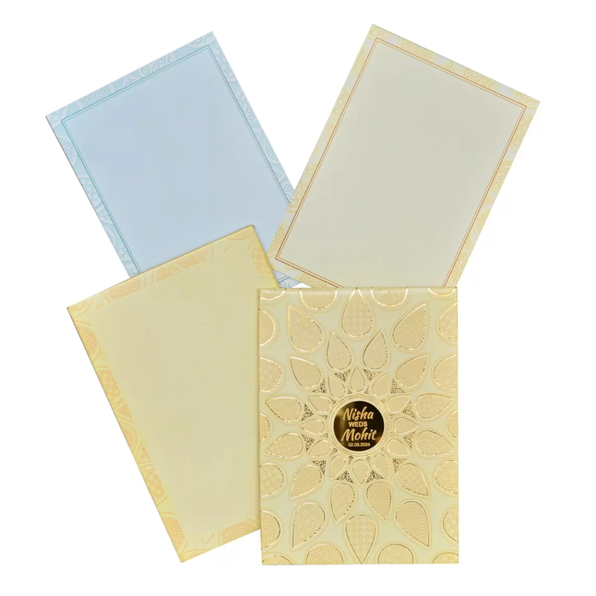 Floral Invitation card with Golden foil and glass sticker BI-447