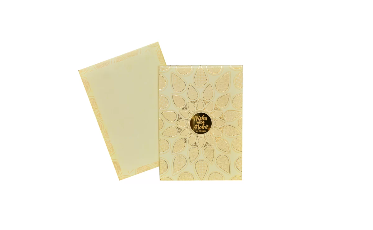 Floral Invitation card with Golden foil and glass sticker BI-447 - Image 2