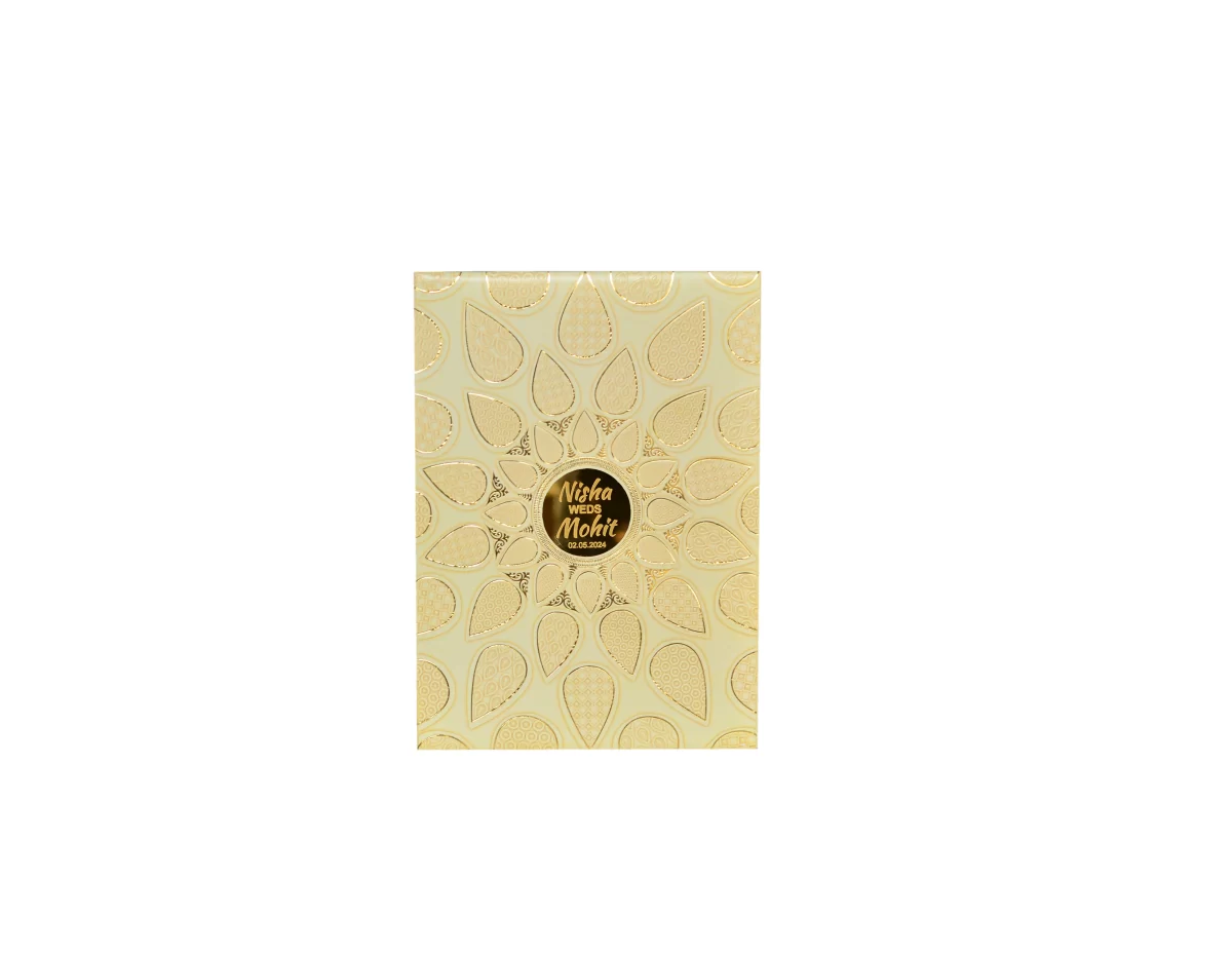 Floral Invitation card with Golden foil and glass sticker BI-447 - Image 3