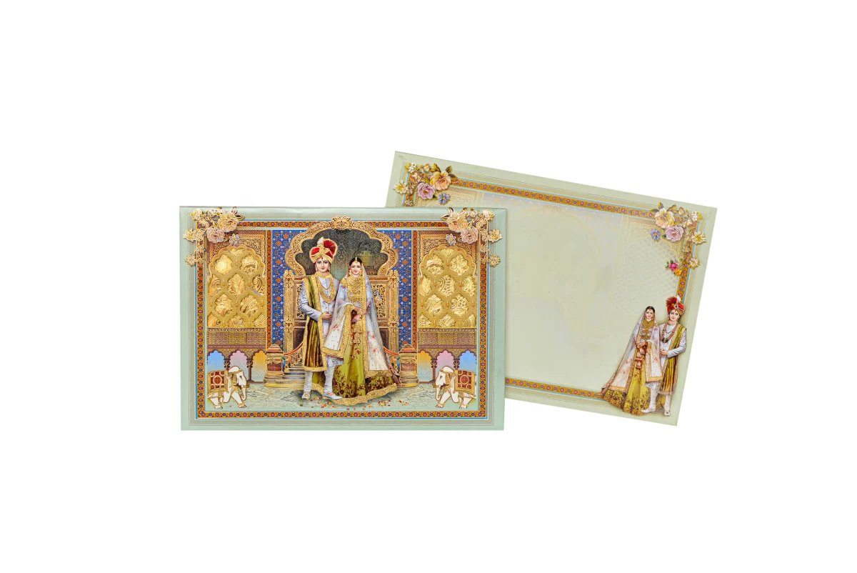 Bride & Groom wedding cards with Golden foil BI-449 - Image 2