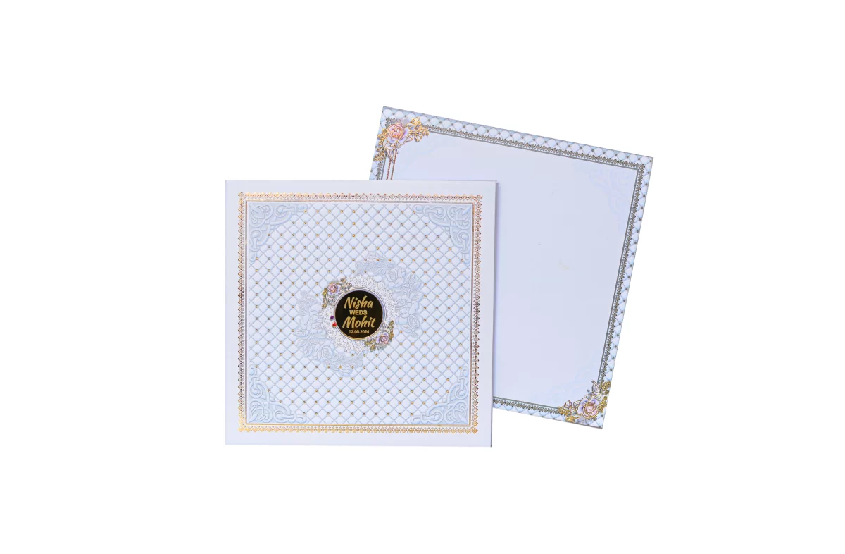 Floral Invitation card with Golden foil and glass sticker BI-452 - Image 2