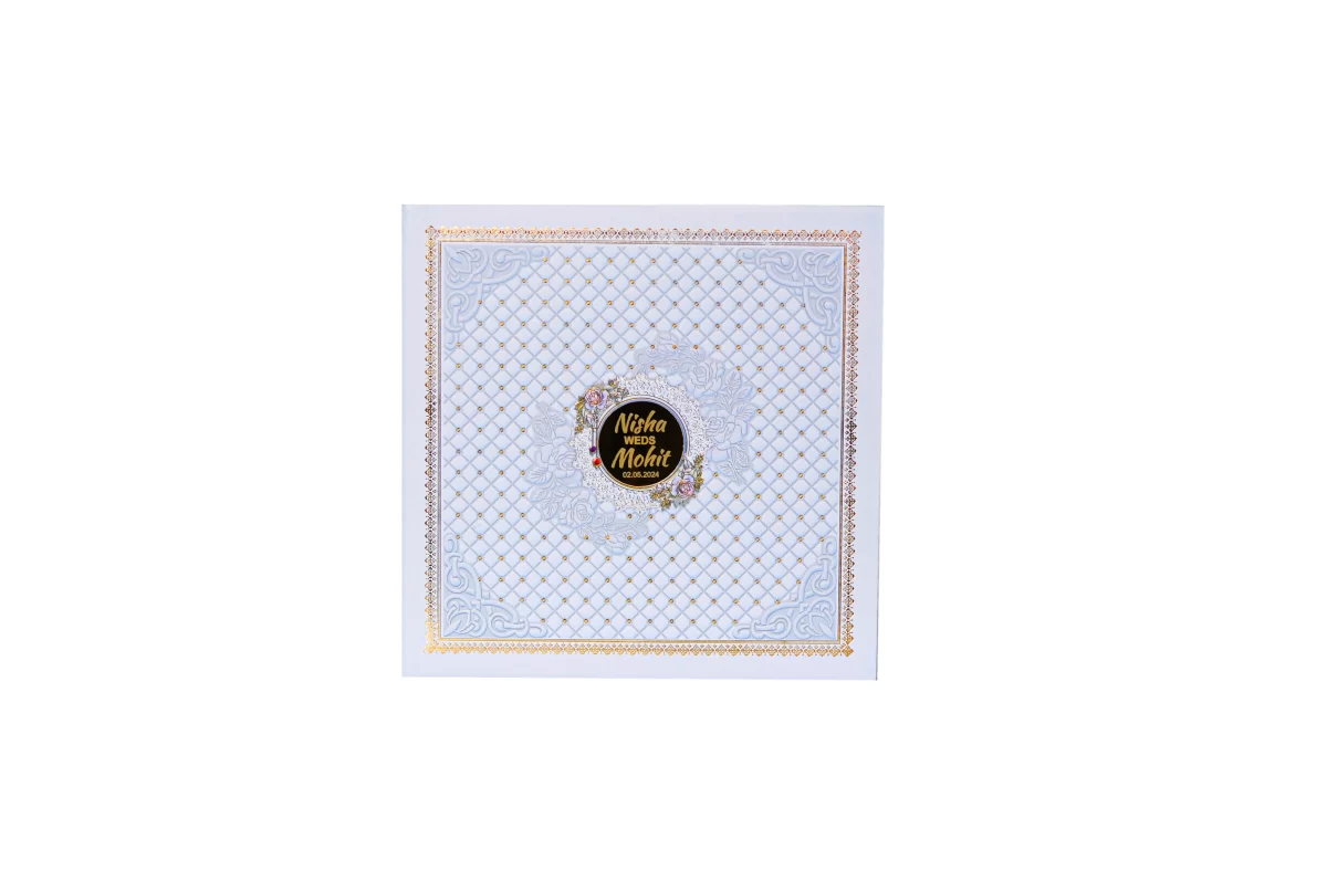 Floral Invitation card with Golden foil and glass sticker BI-452 - Image 3