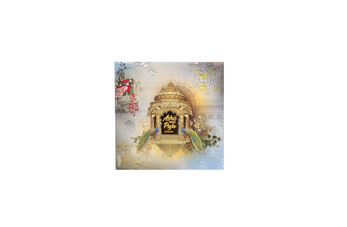 Multicolour Wedding Card with glass sticker BI-454 - Image 3