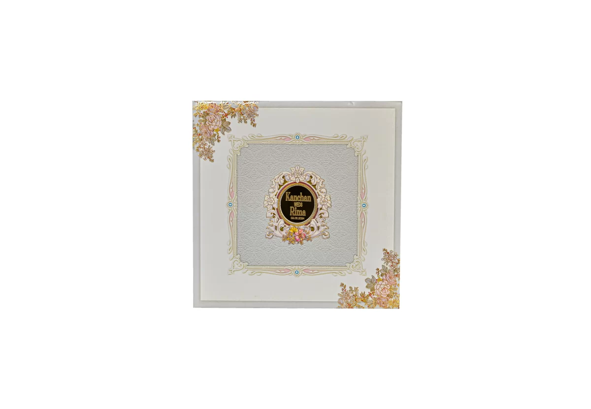 Floral Invitation card with glass sticker BI-455 - Image 3